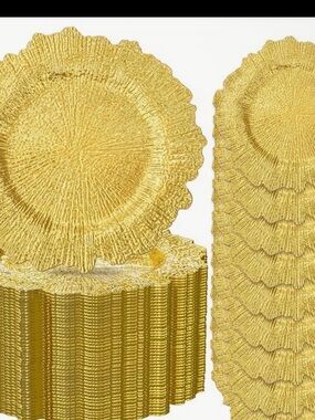 Gold Decorative Charger Plates - 100 count